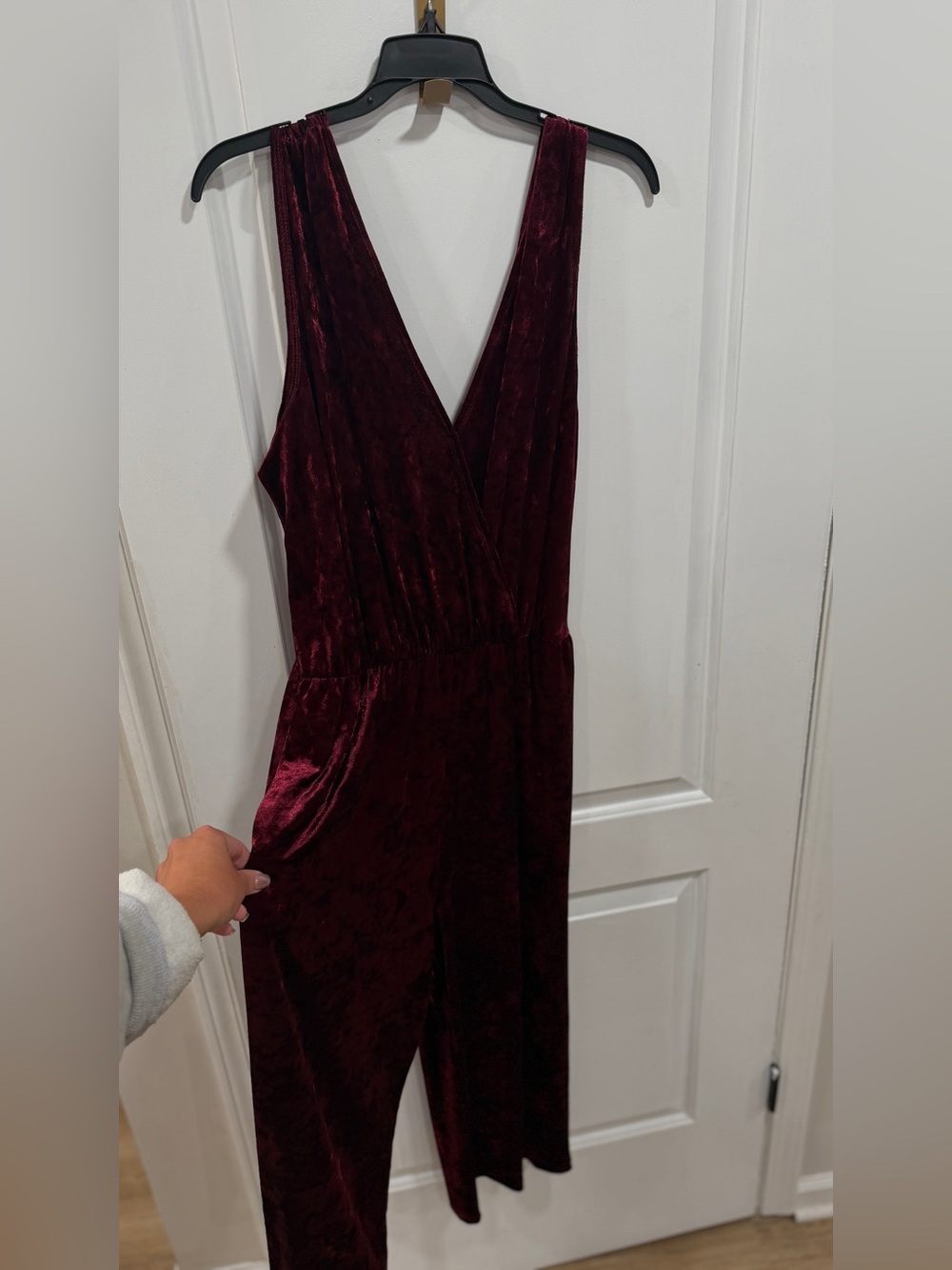 Xhilaration Burgundy Velvet Sleeveless Jumpsuit